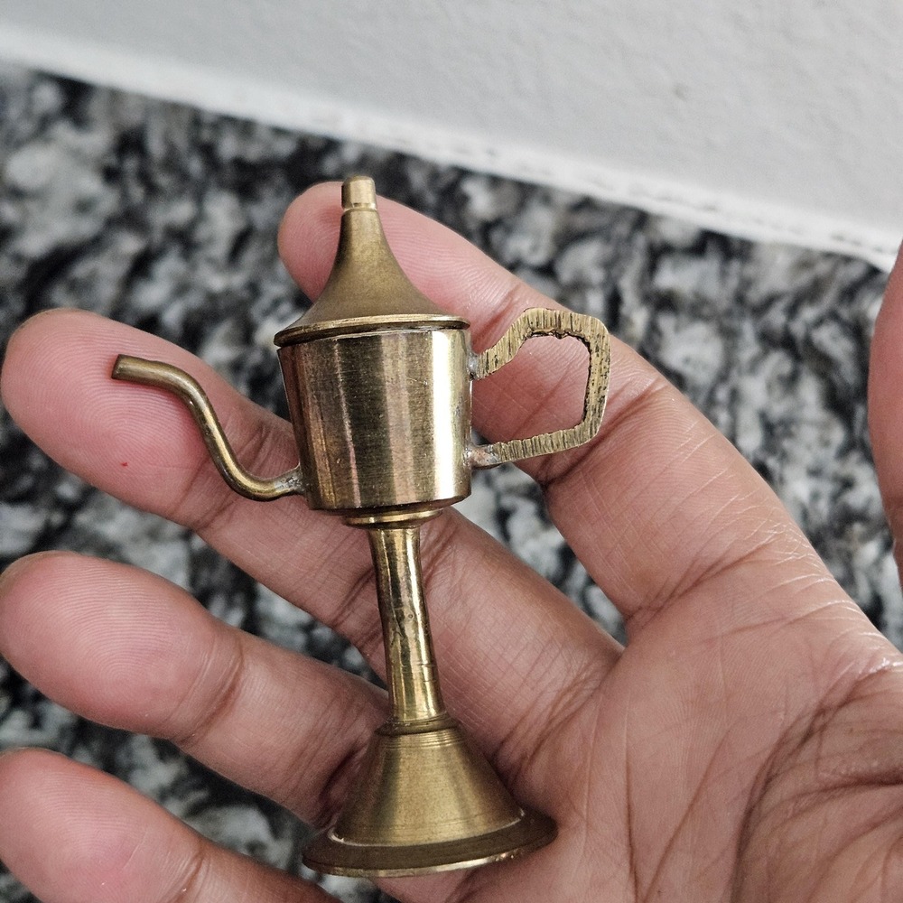 Vintage‎ Dollhouse Miniature Decor Brass Whale Oil Lamp